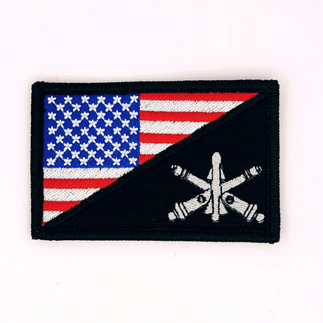 Army Air Defense Artillery Branch - USA Flag - 2.25x3.5 Patch in Black, alternate view 2