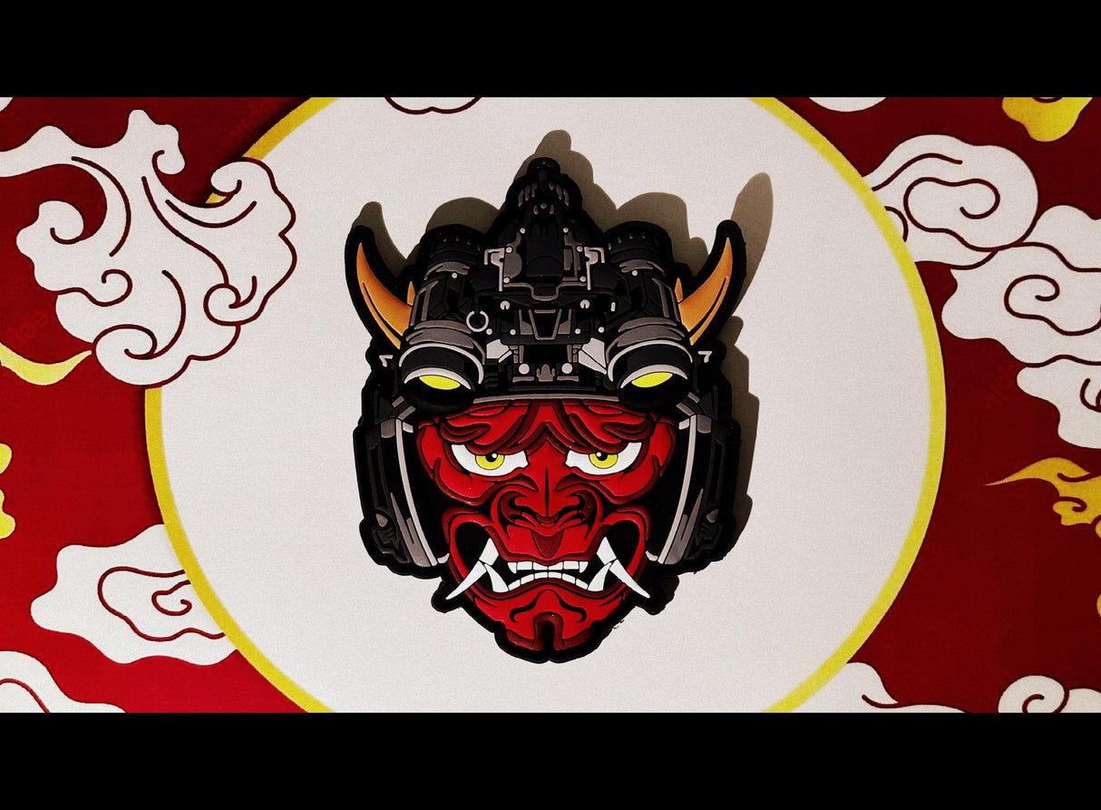 Tactical Oni Samurai with Night Vision Goggles PVC Patch - Unleash Fear and Strength, alternate view 2