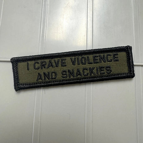 As Seen on Socials - I Crave Violence and Snackies - 1x3.75 Patch - Multiple Variants in Multicam, alternate view 2
