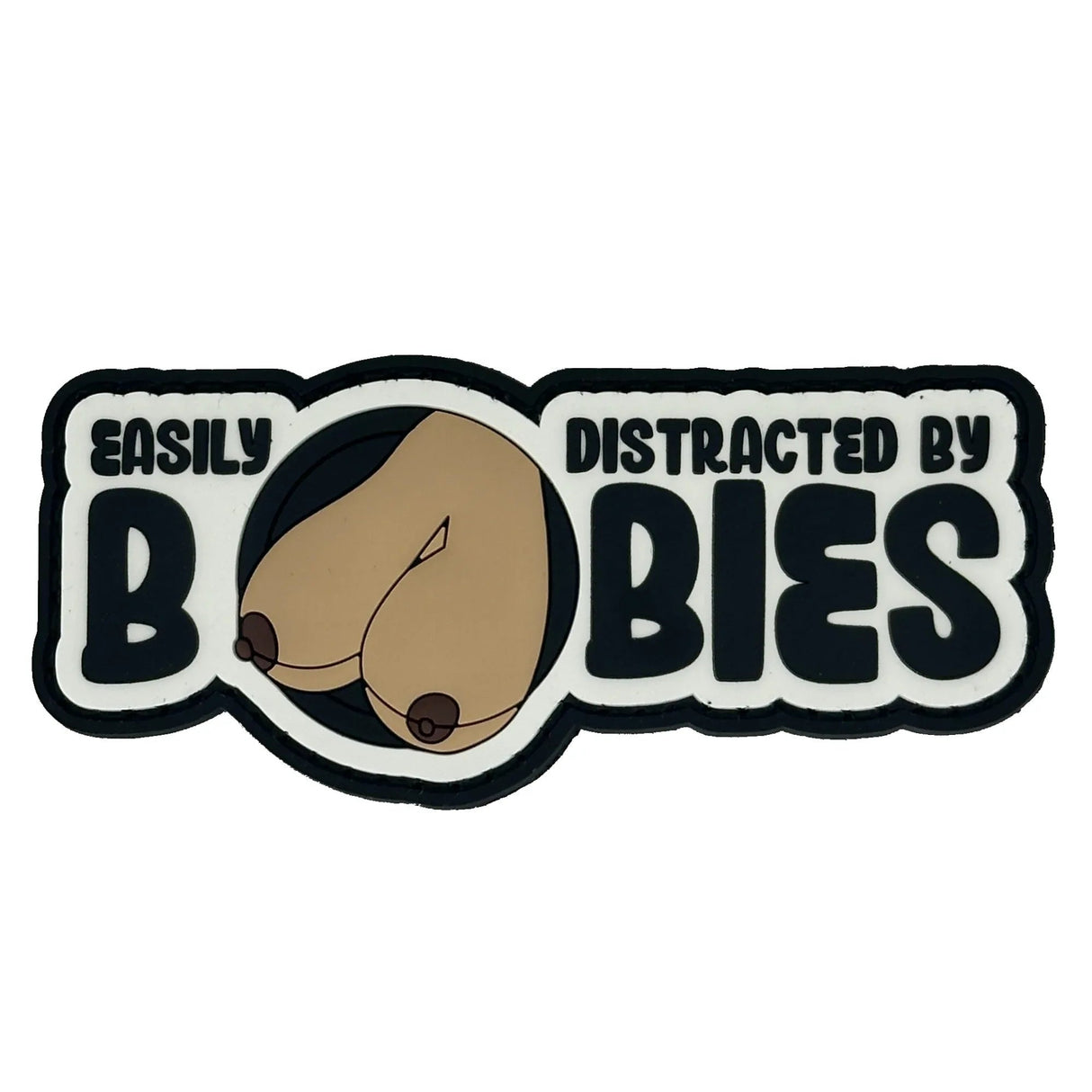 "Fun Size Boobs" - Easily Distracted By Boobies (Uncensored) - 4 inch PVC Patch - in Devil, alternate view 5