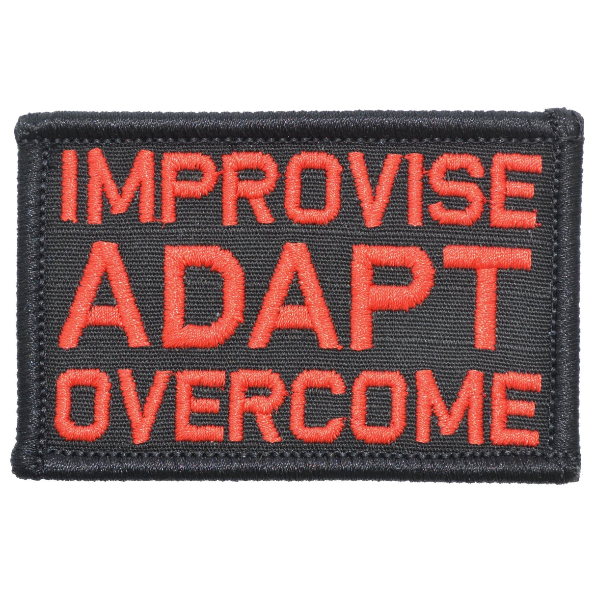 Improvise Adapt Overcome - 2x3 Patch in Black w/ Red, alternate view 2
