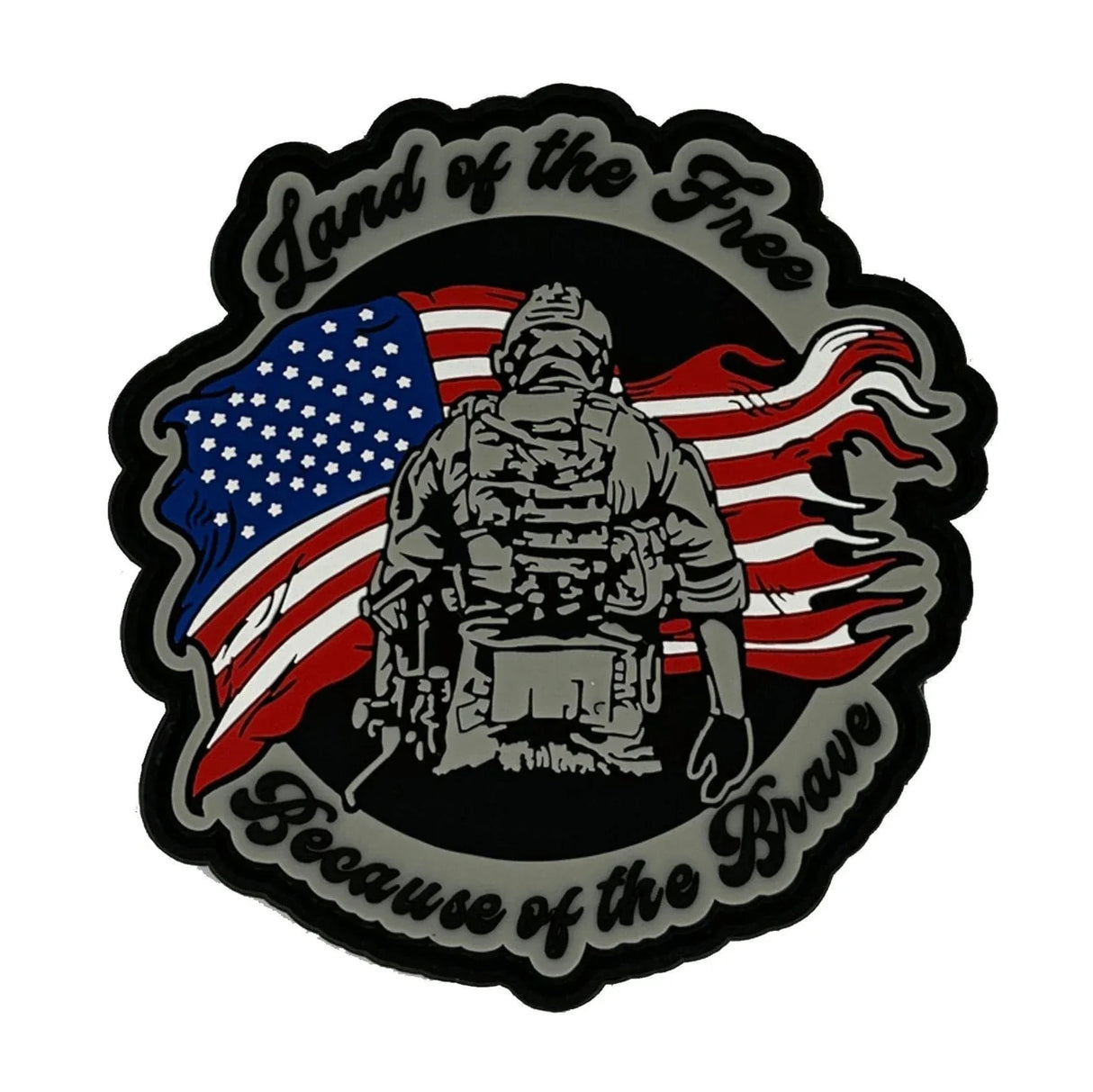 Land of the Free Because of the Brave - 3.75 inch PVC Patch, alternate view 2