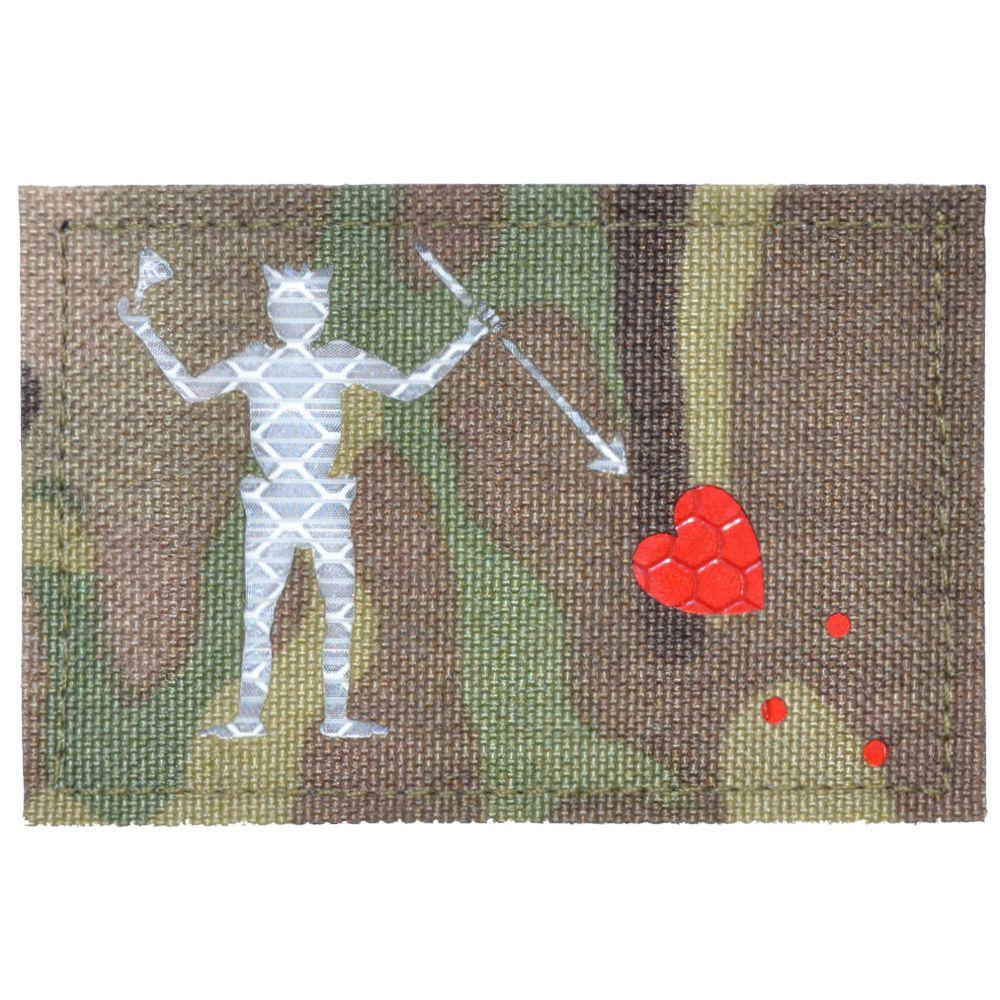 Laser Cut Reflective Edward Teach Blackbeard Pirate Flag- 2x3 CORDURA® Patch Black Beard in MultiCam Alpine CORDURA®