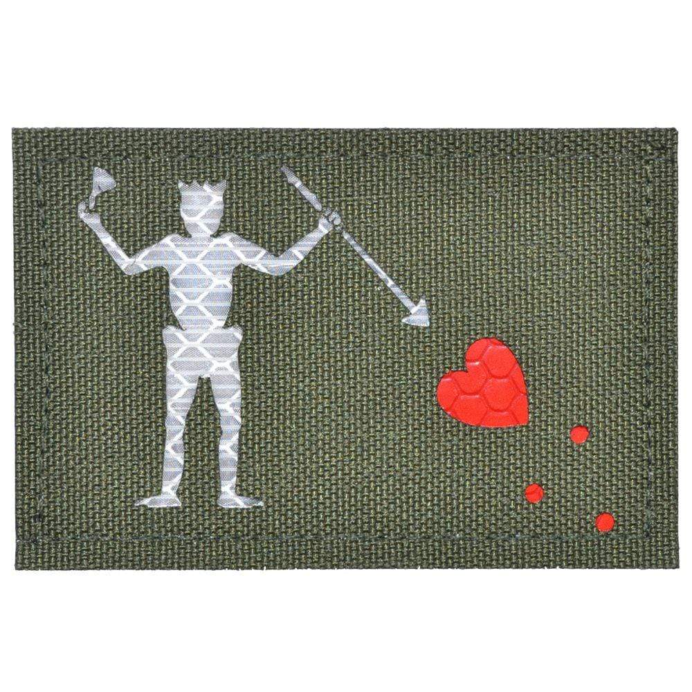 Laser Cut Reflective Edward Teach Blackbeard Pirate Flag- 2x3 CORDURA® Patch Black Beard in MultiCam Black CORDURA®