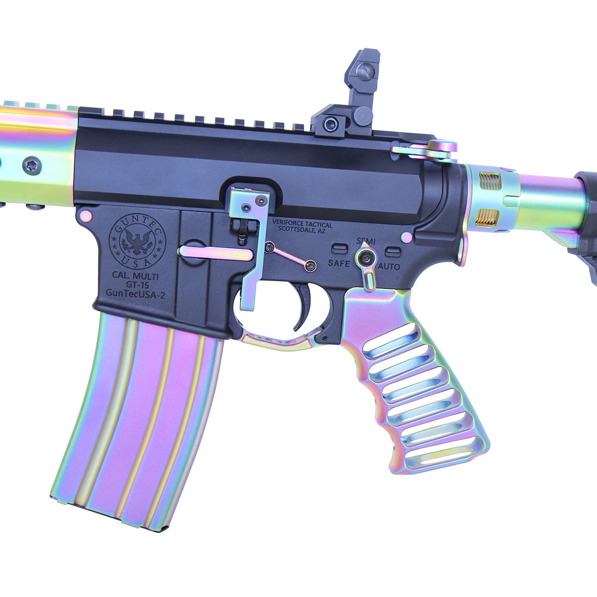 AR-15 Mag Catch Lever (Matte Rainbow PVD Coated)