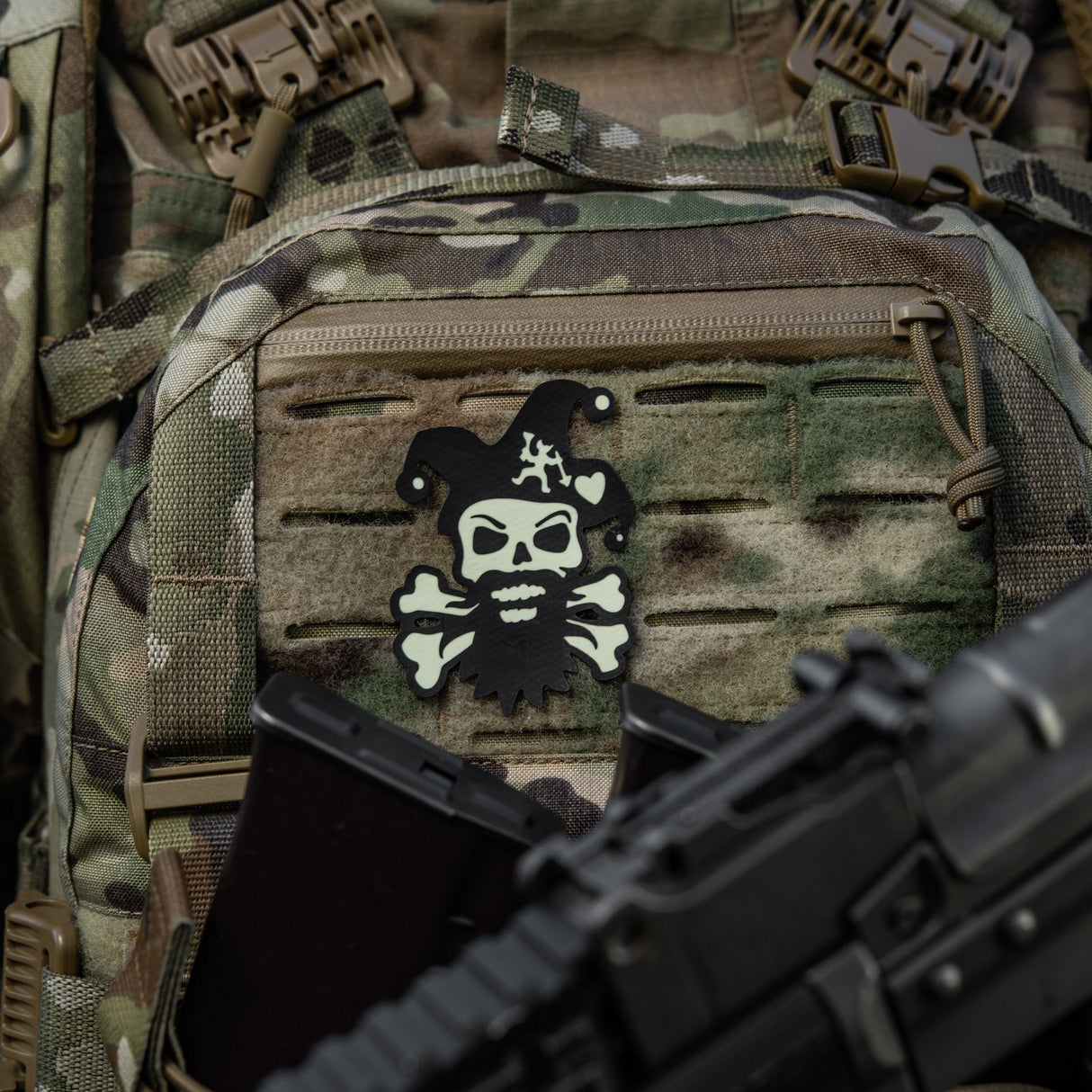 M-Tac Smile Glow-in-the-Dark Patch in Black, alternate view 10