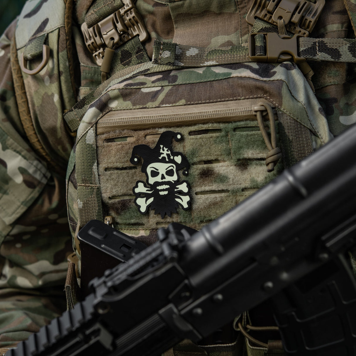 M-Tac Smile Glow-in-the-Dark Patch in Black, alternate view 9