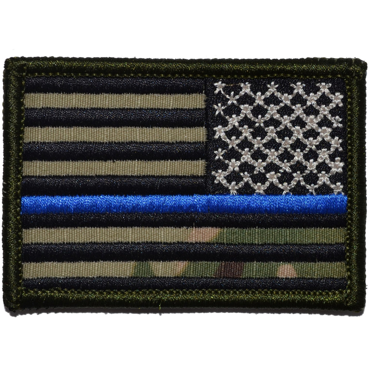 Reverse Thin Blue Line Police US Flag - 2x3 Patch in MultiCam, alternate view 4