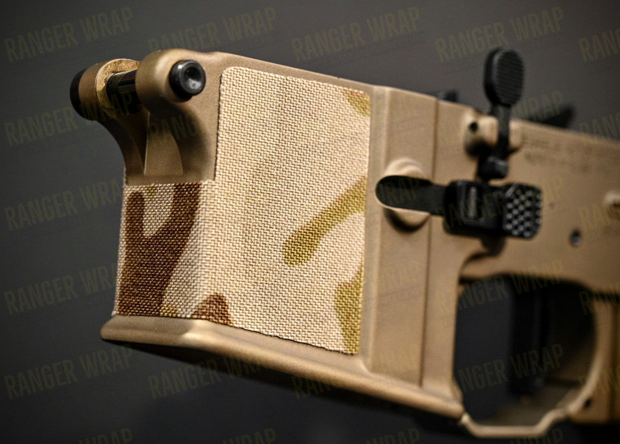 AR-15/M4 Lower Receiver Magwell Wrap - in Cordura Fabric in Black Multicam, alternate view 2
