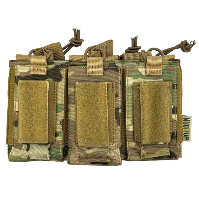 MUCTAC Kangaroo Triple Mag Pouch - 1000D Nylon, Holds 3 - 5.56 & 3 - 9mm Mags - MC