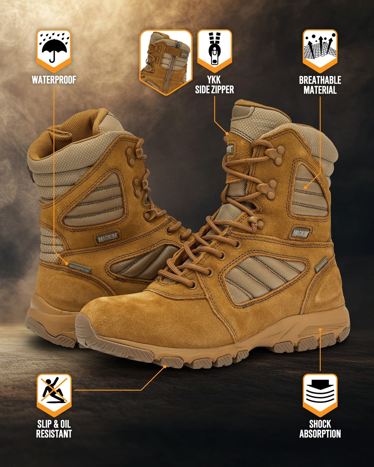 MAG SHIELD Suede Leather 8" Work Boot SZ WP in Coyote, alternate view 7