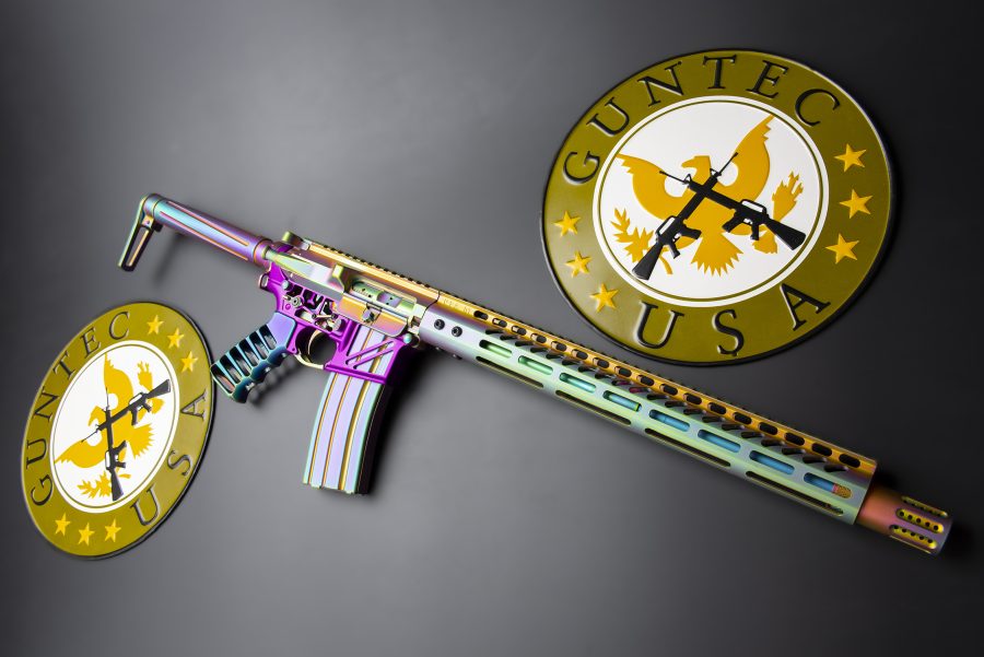 Ultralight Series Skeletonized Aluminum Pistol Grip (Matte Rainbow Pvd Coated) — alternate view 4