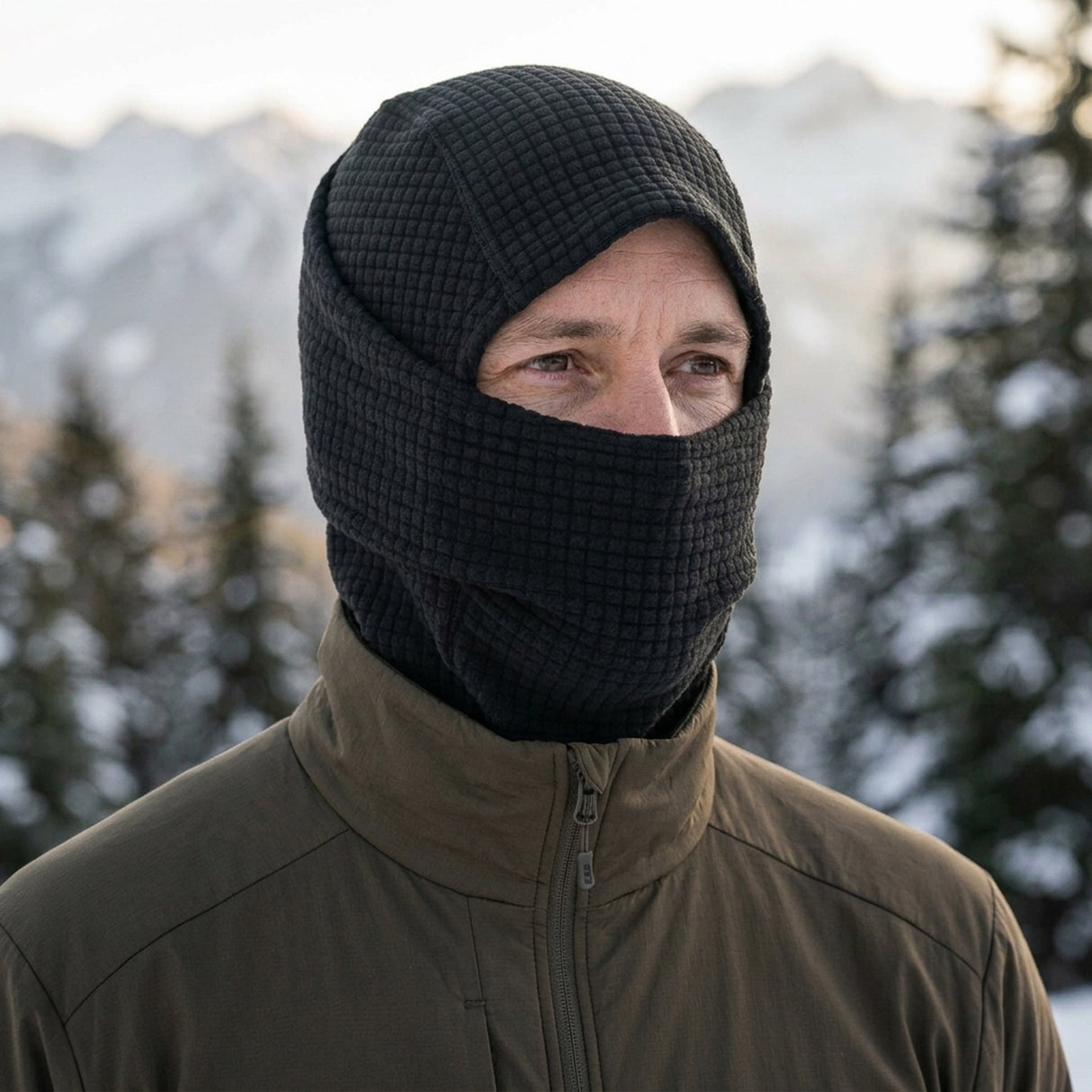 Capucha balaclava de forro polar cuadriculado