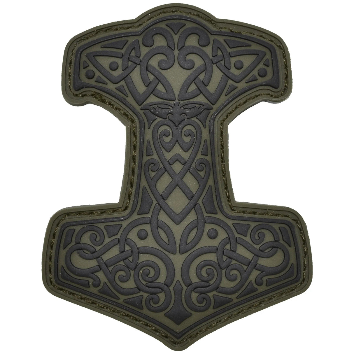 Mjölnir Thor's Hammer Norse Viking - 2.5x3 PVC Patch - Multiple Colors in Black, alternate view 4