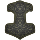 Mjölnir Thor's Hammer Norse Viking - 2.5x3 PVC Patch - Multiple Colors in Black, alternate view 4