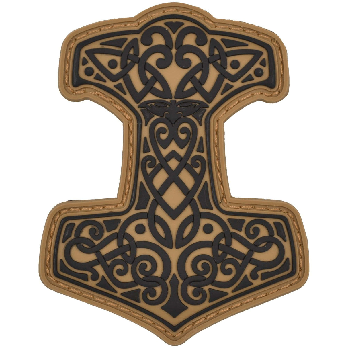 Mjölnir Thor's Hammer Norse Viking - 2.5x3 PVC Patch - Multiple Colors in Olive Drab w/ Black, alternate view 2