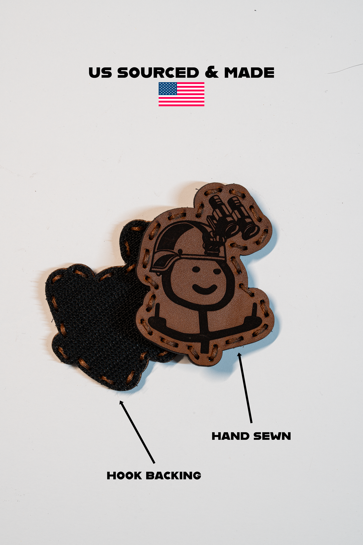 Moral Decay Mr. Naughty NODS Leather Patch in Walnut Dye/Black Thread, alternate view 4