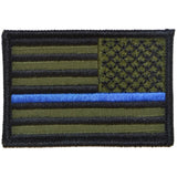 Reverse Thin Blue Line Police US Flag - 2x3 Patch in Olive Drab, alternate view 3