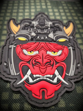 Tactical Oni Samurai with Night Vision Goggles PVC Patch - Unleash Fear and Strength