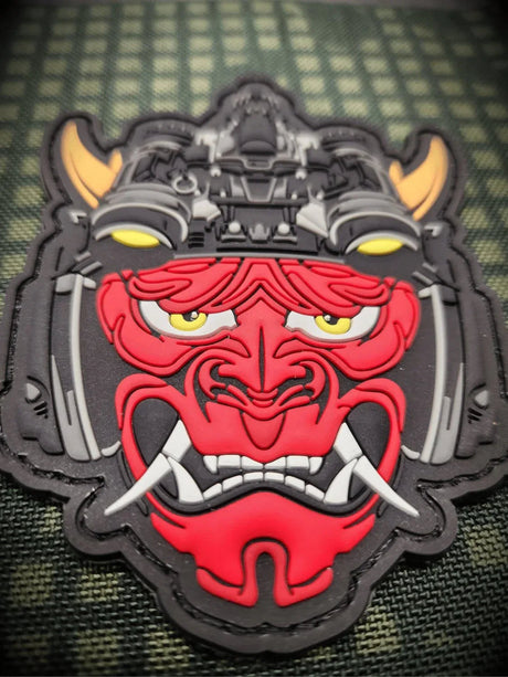Tactical Oni Samurai with Night Vision Goggles PVC Patch - Unleash Fear and Strength