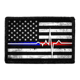 American Flag - Lifeline - Black and White - Distressed - Removable Patch
