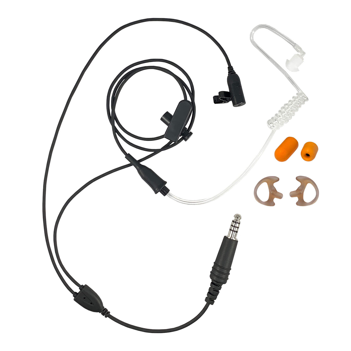 Tactical Mic / Earpiece / Tactical PTT Adapter Kit - 2 Pin Kenwood, Baofeng, BTECH, Rugged Radios, Diga-Talk, TYT, AnyTone, Alinco, Relm/BK Radio, Quansheng, Wouxon, Retevis