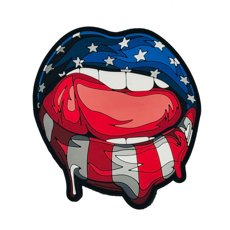American Flag Lips - 3" PVC Patch, alternate view 2