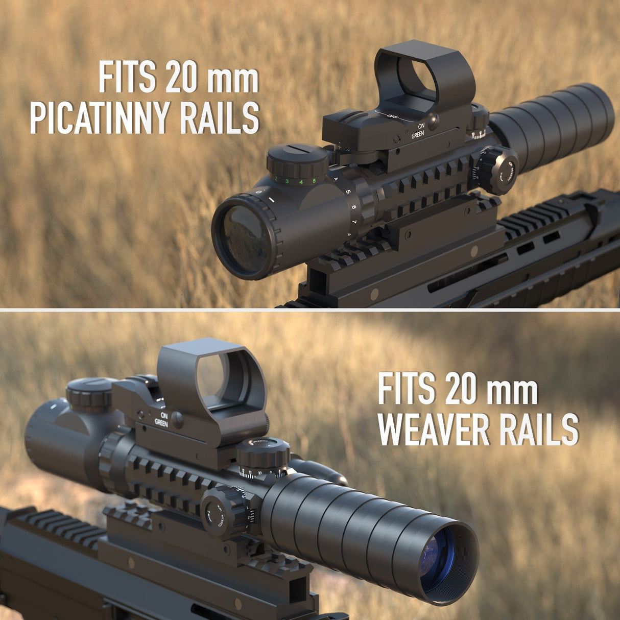 Pinty Nova 3-in-1 3-9x32 SFP Rifle Scope Combo, Green Laser in Red, alternate view 6