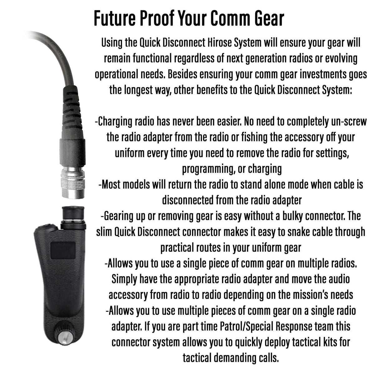 Tactical Amplified PTT(Straight Cable) for Headset w/ Quick Disconnect (Hirose): NATO/Military Wiring, Ops-Core, OTTO, Select Peltor Models, Helicopter - 2 Pin Kenwood, Baofeng, BTECH, Rugged Radios, Diga-Talk, TYT, AnyTone, Alinco, Relm/BK Radio, Retevis