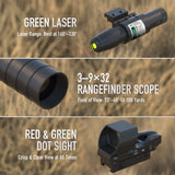 Pinty Nova 3-in-1 3-9x32 SFP Rifle Scope Combo, Green Laser in Red, alternate view 3