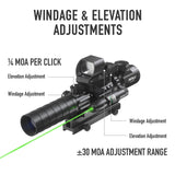 Pinty Nova 3-in-1 3-9x32 SFP Rifle Scope Combo, Green Laser in Red, alternate view 5