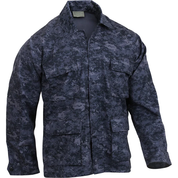 Poly Cotton Twill BDU Shirt in Navy, alternate view 8