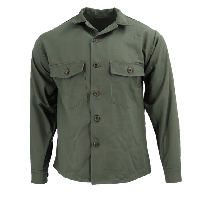 Long Sleeve Cotton Sateen Fatigue Shirt, 14.5