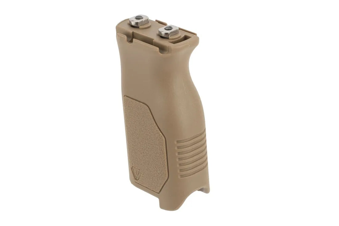 Strike Industries Angled Vertical Grip Long in FDE showing cable-management details