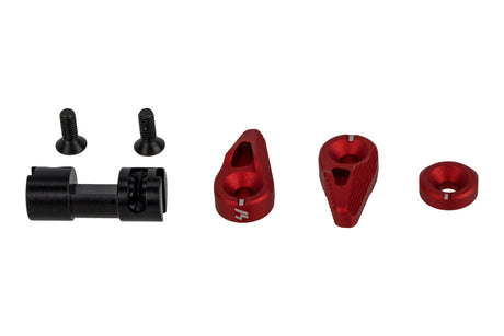 Strike Industries Flip Switch Safety Selector – red anodized lever for AR-15 and AR-308 rifles, ambidextrous modular safety