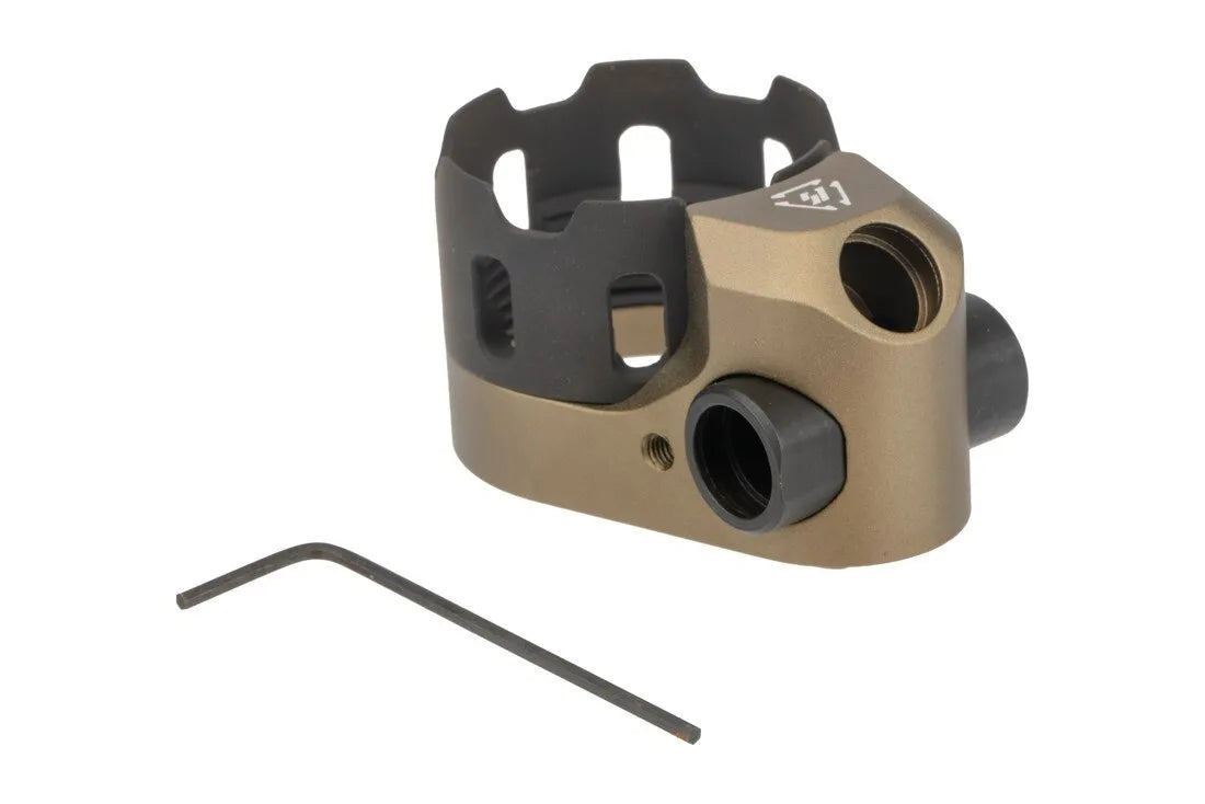 Strike Industries TRIBUS Enhanced Castle Nut and End Plate V2 in Flat Dark Earth