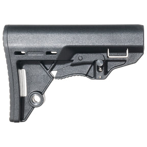 Davidson Defense AR-15 Scout Stock side view — integrated QD mount, black polymer