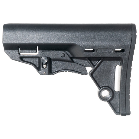 Davidson Defense AR-15 Scout Stock side view — integrated QD mount, black polymer