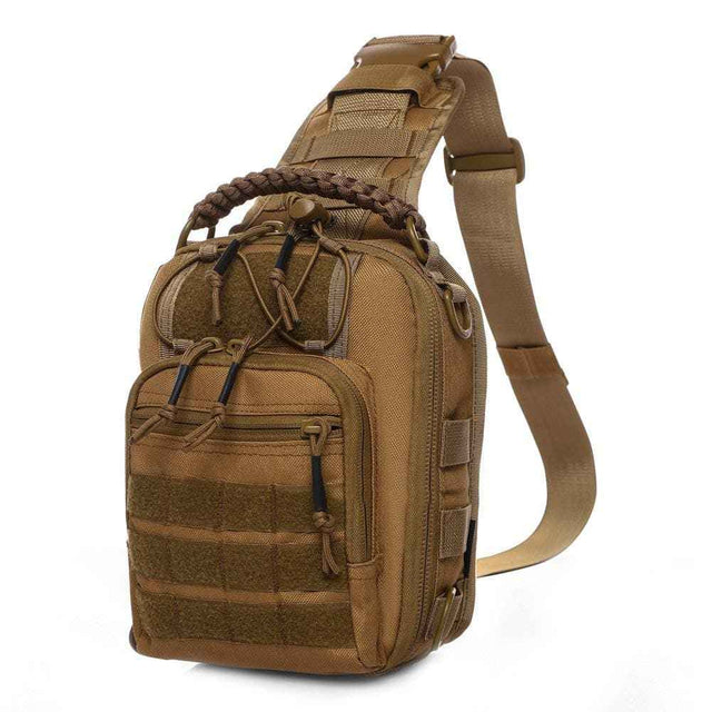 Military Tactical Sling Bag - Anti-Cut Waterproof for Outdoor Adventures in Brown