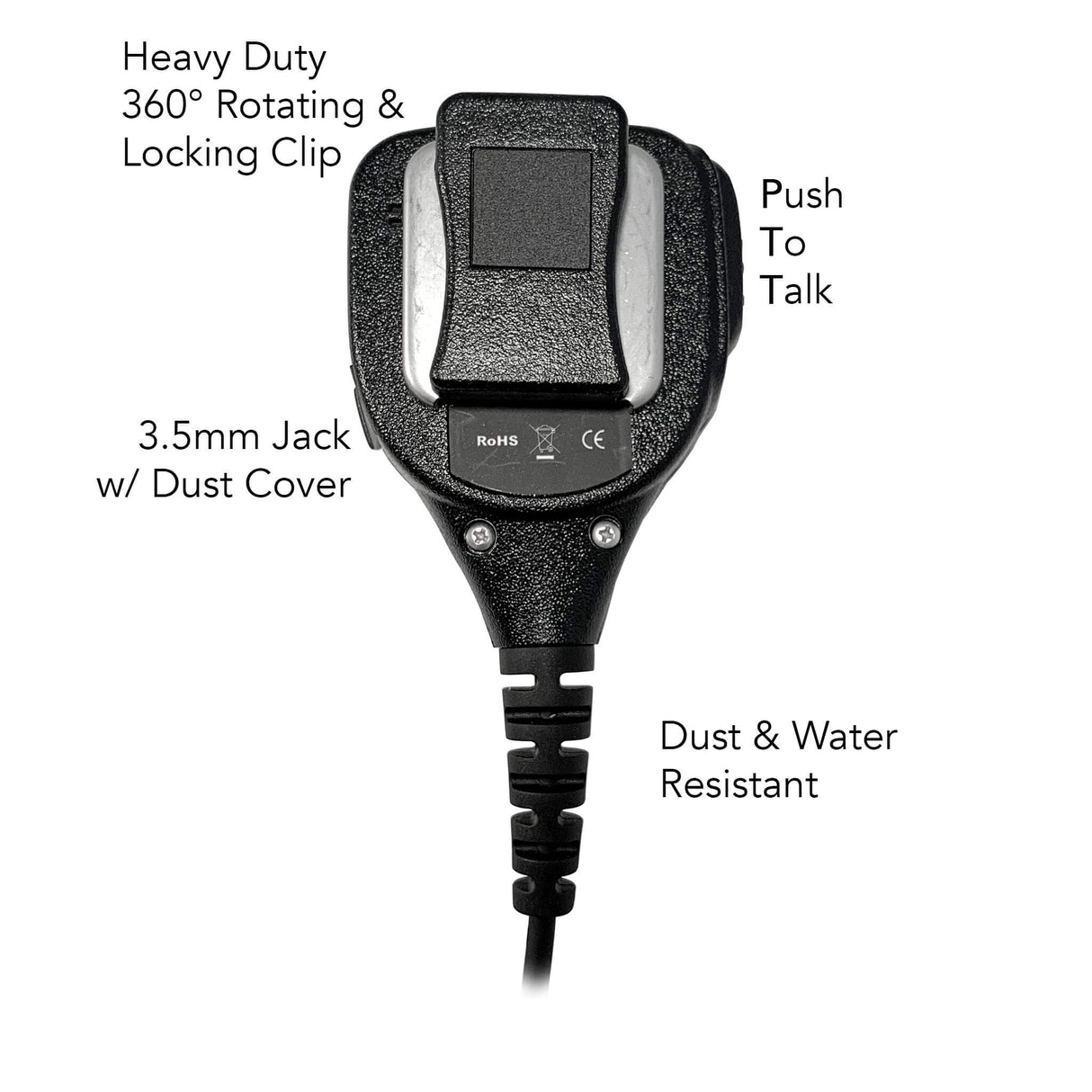 Micrófono de mano con altavoz y cable recto con conector de desconexión rápida (Hirose) - BaoFeng: UV9G, UV9R, UV9R Plus, UV9R Pro, BF-A58, BF-558, BF-N9, UV-XR, GT-3WP, BF-9700, UV-5S, BF-R760, UV-82WP