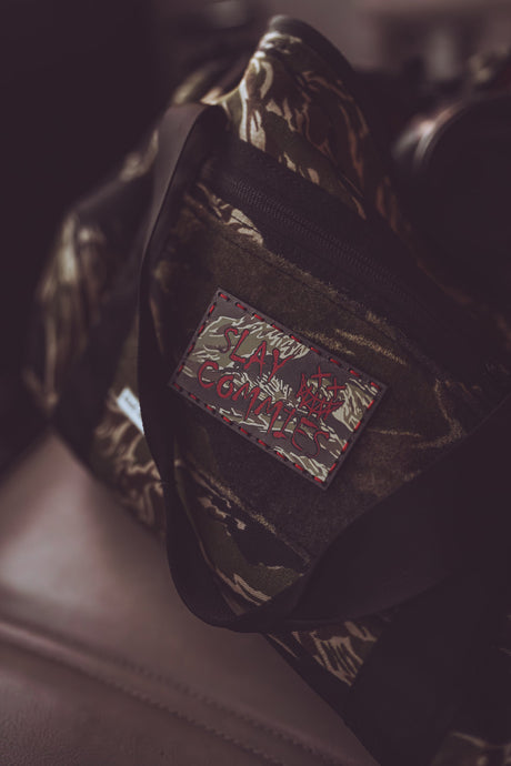 Slay Commies Leather Patch in Walnut Dye / Brown Thread