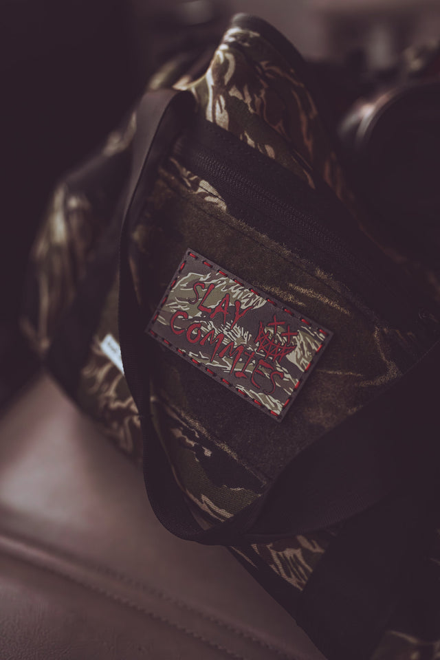 Slay Commies Leather Patch in Walnut Dye / Brown Thread