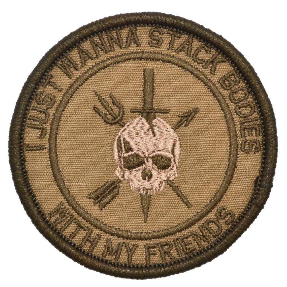 I Just Wanna Stack Bodies With My Friends - 3 inch Round Patch in Coyote Brown, alternate view 3