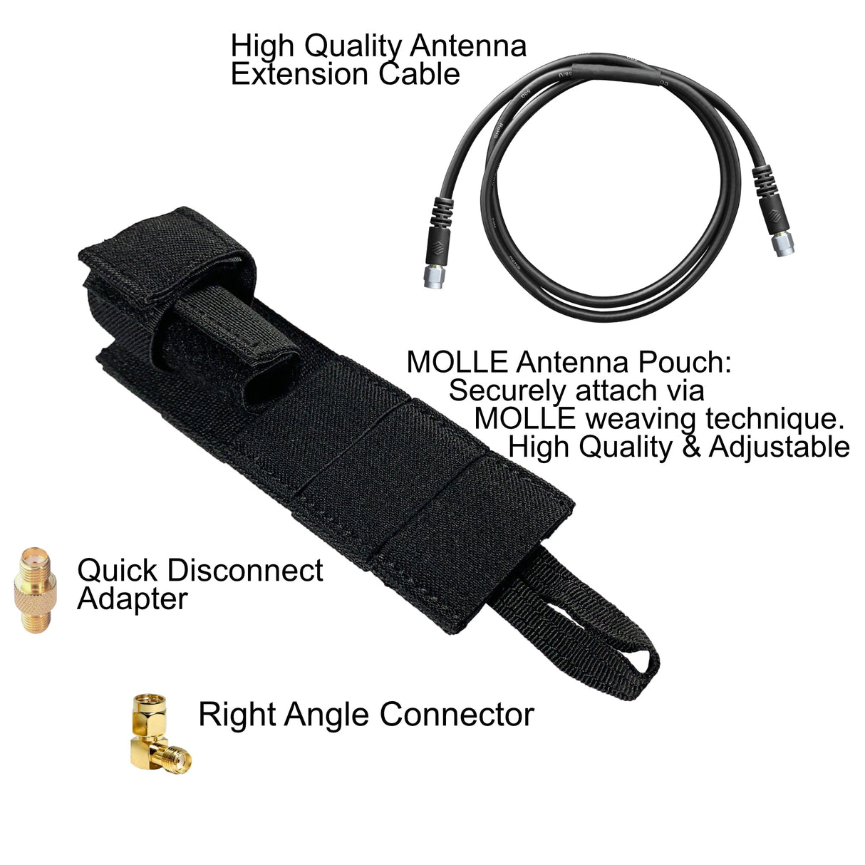 Kit de Recolocação de Antena Tática (Preto, Castanho ou Verde) - Séries Motorola: HT, XTS, XPR, APX (APEX), MOTOTRBO e Mais