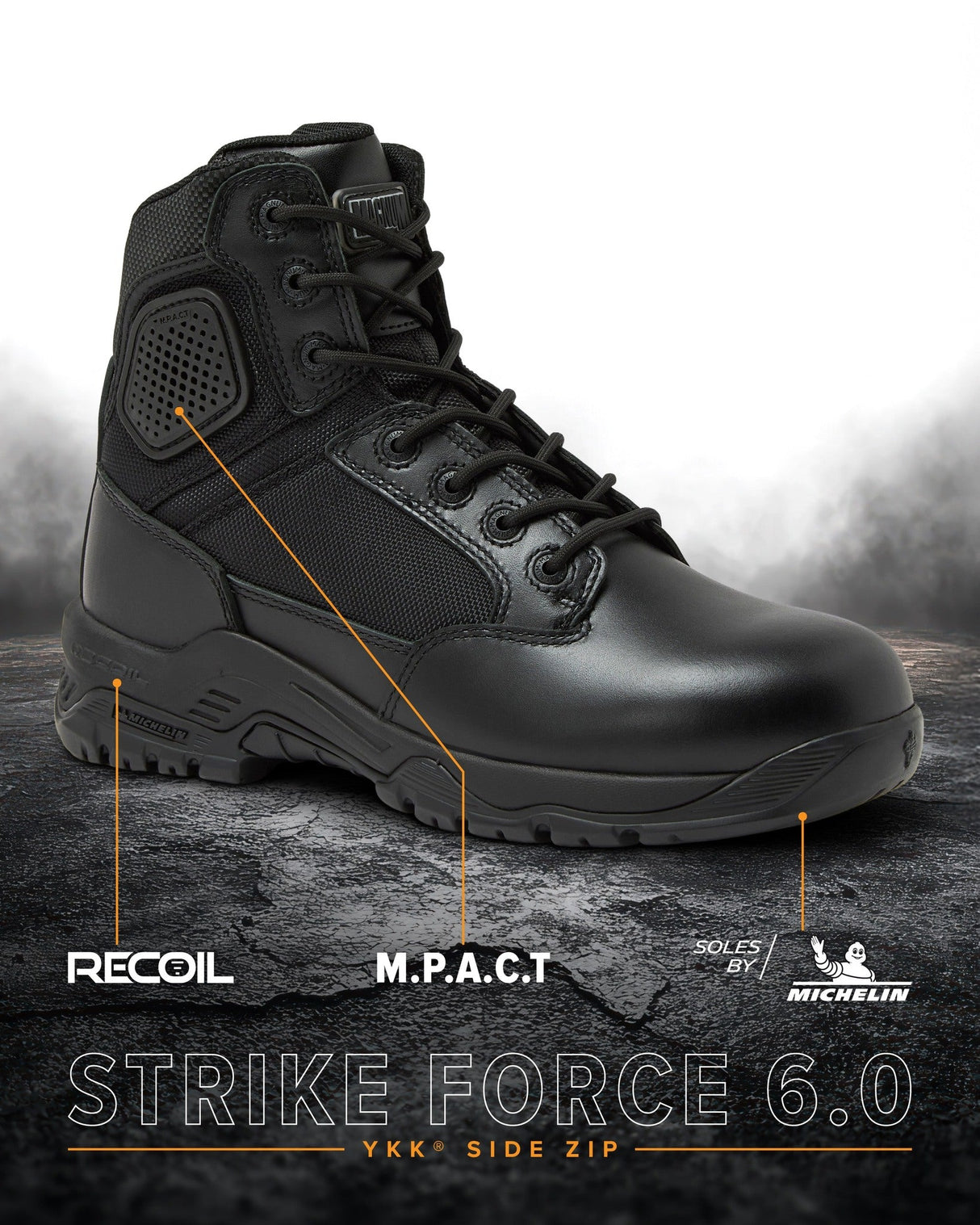 Magnum Strike Force 6 Inch Side-Zip Boot in Black, alternate view 10