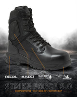 Magnum Strike Force 8 Inch Waterproof Composite Toe Side-Zip Boot in Black, alternate view 10