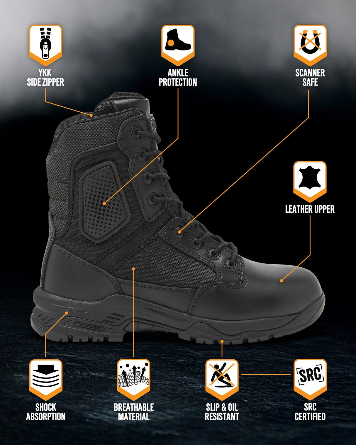 STRIKE FORCE 8" Boot SZ in Black, alternate view 8