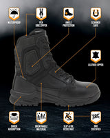 Magnum Strike Force 8 Inch Waterproof Side-Zip Boot in Black, alternate view 9