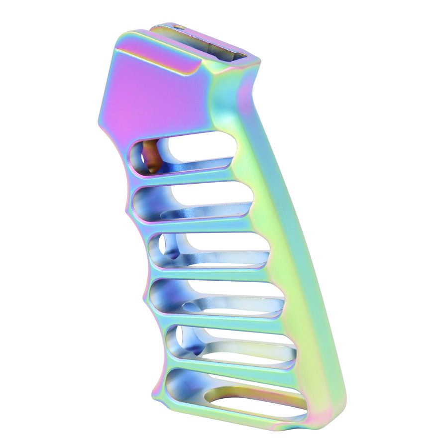 Ultralight Series Skeletonized Aluminum Pistol Grip (Matte Rainbow Pvd Coated) — alternate view 2