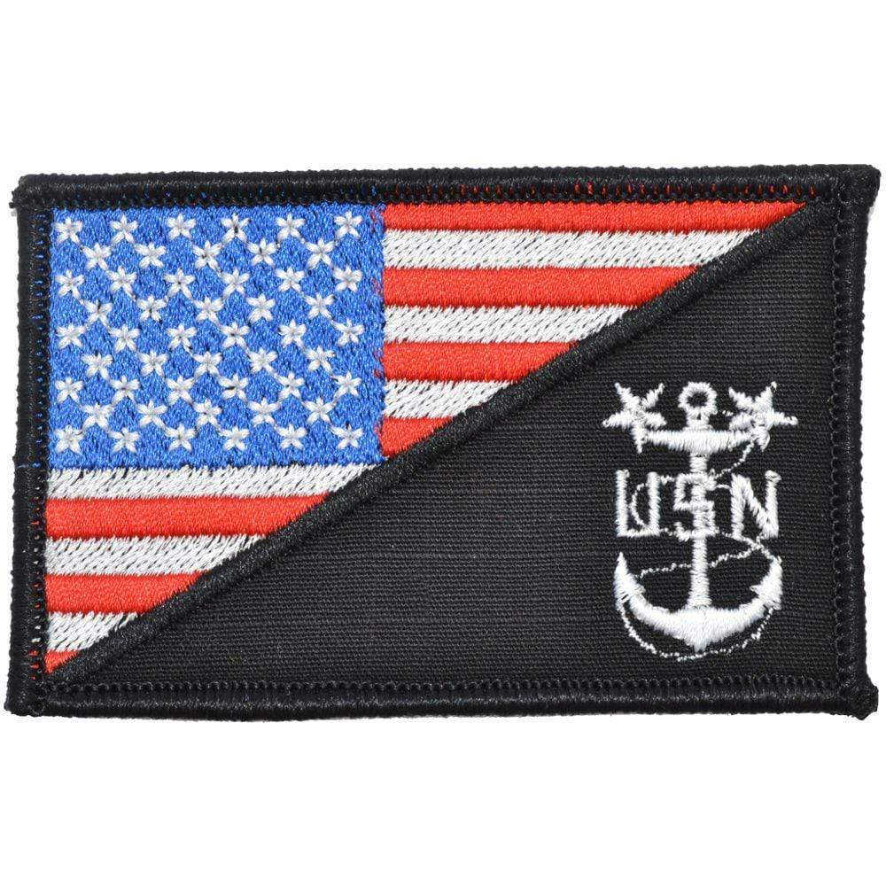 Navy MCPO Master Chief Petty Officer USA Flag - 2.25x3.5 inch Patch in Full Color